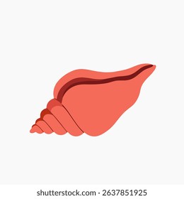 Cute sea shell icon in flat cartoon style, tropical beach summer decoration element, perfect for ocean-themed designs, kids clipart, vacation graphics, and marine illustrations