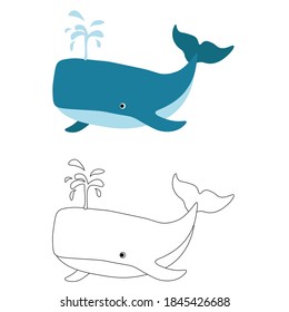 
Cute sea sperm whale isolated on white background. Marine animals in outline and flat style. Cartoon wildlife for web pages.
Stock vector illustration for decor and design, textiles, books, magazines