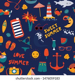 cute sea summer sweet item seamless pattern