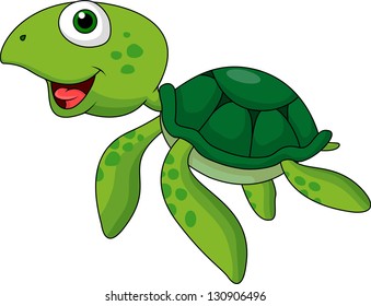 Cute Sea Turtle Cartoon Stock Vector (Royalty Free) 130906496 ...