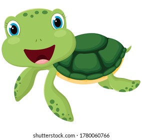 Cute Sea Turtle cartoon isolated on white background