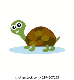 Cute sea turtle cartoon isolated on white background