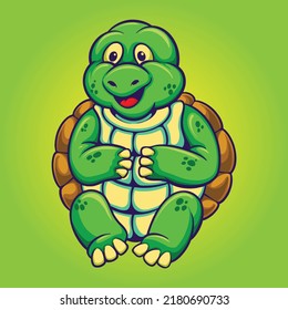 Cute sea turtle cartoon mascot vector illustrations for your work logo, merchandise t-shirt, stickers and label designs, poster, greeting cards advertising business company or brands