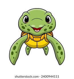 Cute sea turtle cartoon on white background