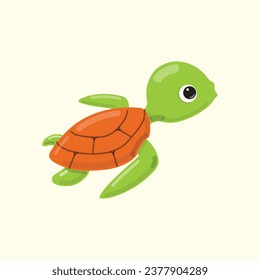 Cute sea turtle cartoon underwater. Vector illustration.