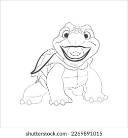 Cute Sea Turtle Cartoon Vector Illustration 