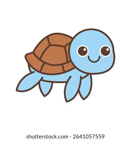 Cute Sea Turtle Cartoon Vector Illustration