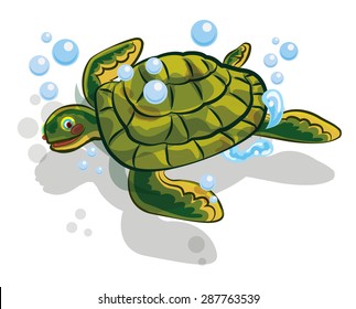 Cute sea turtle cartoon vector