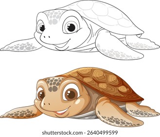 Cute sea turtle with a friendly expression