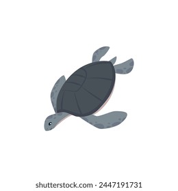 Lindo icono de tortuga marina. Caricatura feliz personaje de la tortuga gris. Ilustración plana de Vector de la natación de animales de reptil marino. Vida silvestre del océano, mascota anfibia exótica aislada