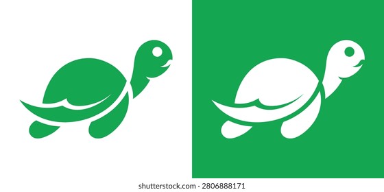 Cute sea turtle logo vector with a modern marine animal design. Premium editable icon for eco branding, wildlife, ocean, nature, and children's projects.