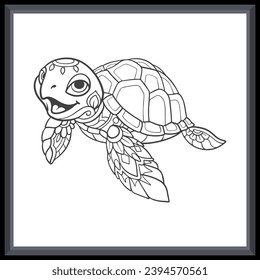 Cute sea turtle mandala arts. isolated on white background svg