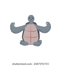 Icono lindo de meditación de tortuga marina. Caricatura feliz personaje de la tortuga gris en una pose zen, posición de loto. Ilustración plana de Vector del estilo de vida saludable animal de reptil marino. Animal doméstico anfibio exótico aislado