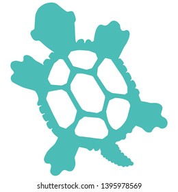 Cute sea turtle silhouette cartoon vector illustration motif set. Hand drawn isolated endangered ocean life elements clipart for animal conservation blog, shell graphic, world turtle day web buttons.