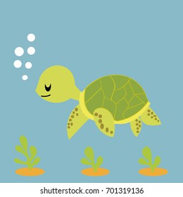 cute sea turtle vector