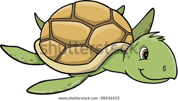 Cute Sea Turtle Vector Art Illustration Stock Vector (Royalty Free ...