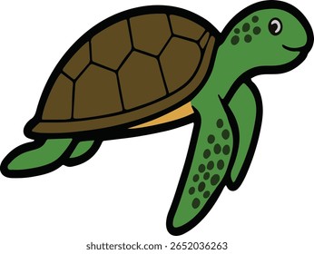 Cute Sea Turtle Vector – Bold Cartoon Style