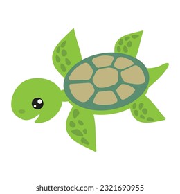 Cute sea turtle vector cartoon illustration