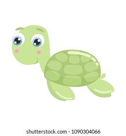 Cute sea turtle vector illustration. Flat design.