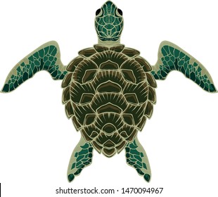 Cute sea turtle vector illustration . Isolated and vector