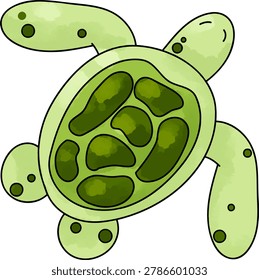 Cute sea turtle vector illustration in cartoon marine animal style.