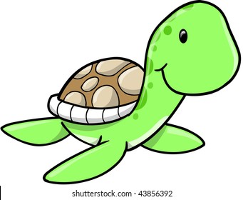 Cute-Sea-Schildkröte, Vektorgrafik
