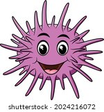 Cute Sea urchin cartoon vector illustration