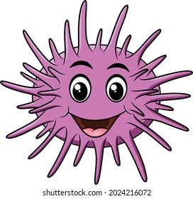 Cute Sea urchin cartoon vector illustration