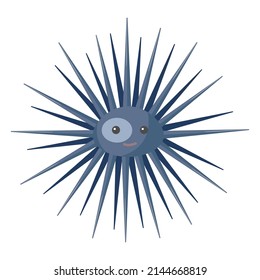 Cute sea urchin on a white background. vector illustration