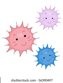 Cute Sea Urchins - Vector