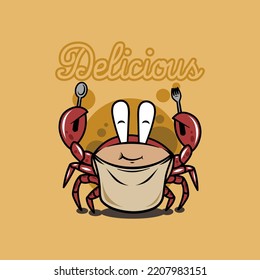 cute seafood mascot crab vector illustration