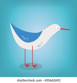 Cute Seagull In A Flat Style - Vector Sea Bird