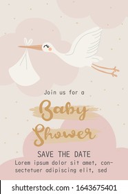 Cute Seagull happy birthday party invitation card design, baby shower invitation card design template.