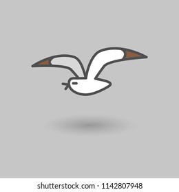 Cute seagull  icon isolated on grey