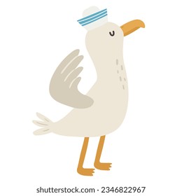 Cute seagull with sailor cap