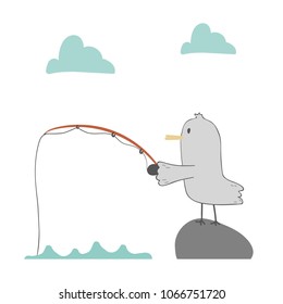 Cute seagull vector illustration. Can be used for baby t-shirt print, fashion print design, kids wear, baby shower celebration, greeting and invitation card.