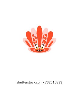 Cute seahell, funny sea creature hand drawn vector Illustration