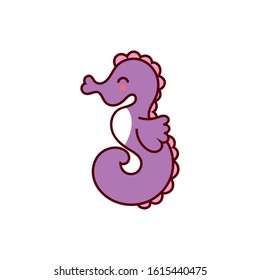 cute seahorse animal comic character vector illustration design