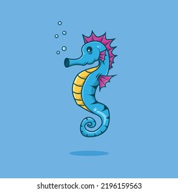 Cute Seahorse Cartoon Design Illustration