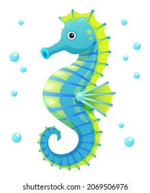 Cute seahorse cartoon illustration isolated on white background