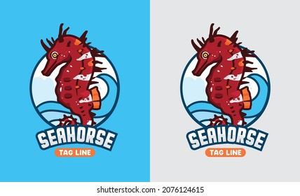 cute seahorse cartoon illustration for logo and media	