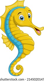 Cute Seahorse Cartoon On White Background