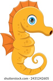 cute seahorse cartoon on white background