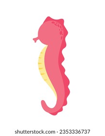 Cute Seahorse Cartoon Vector Illustration in pink color for icon clipart in kids ocean book