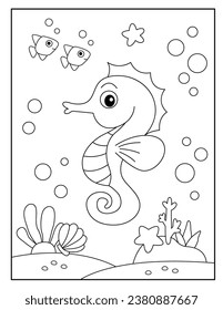 Cute seahorse coloring pages for kids