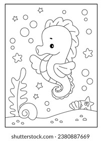 Cute seahorse coloring pages for kids