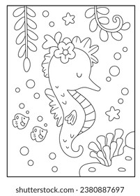 Cute seahorse coloring pages for kids