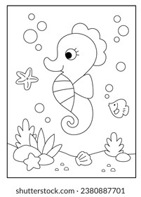 Cute seahorse coloring pages for kids