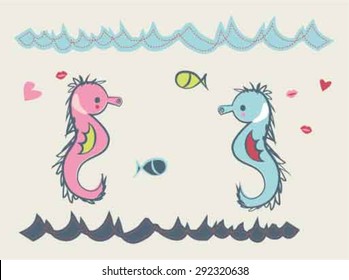 cute seahorse illustration