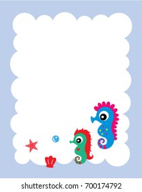 cute seahorse message card vector